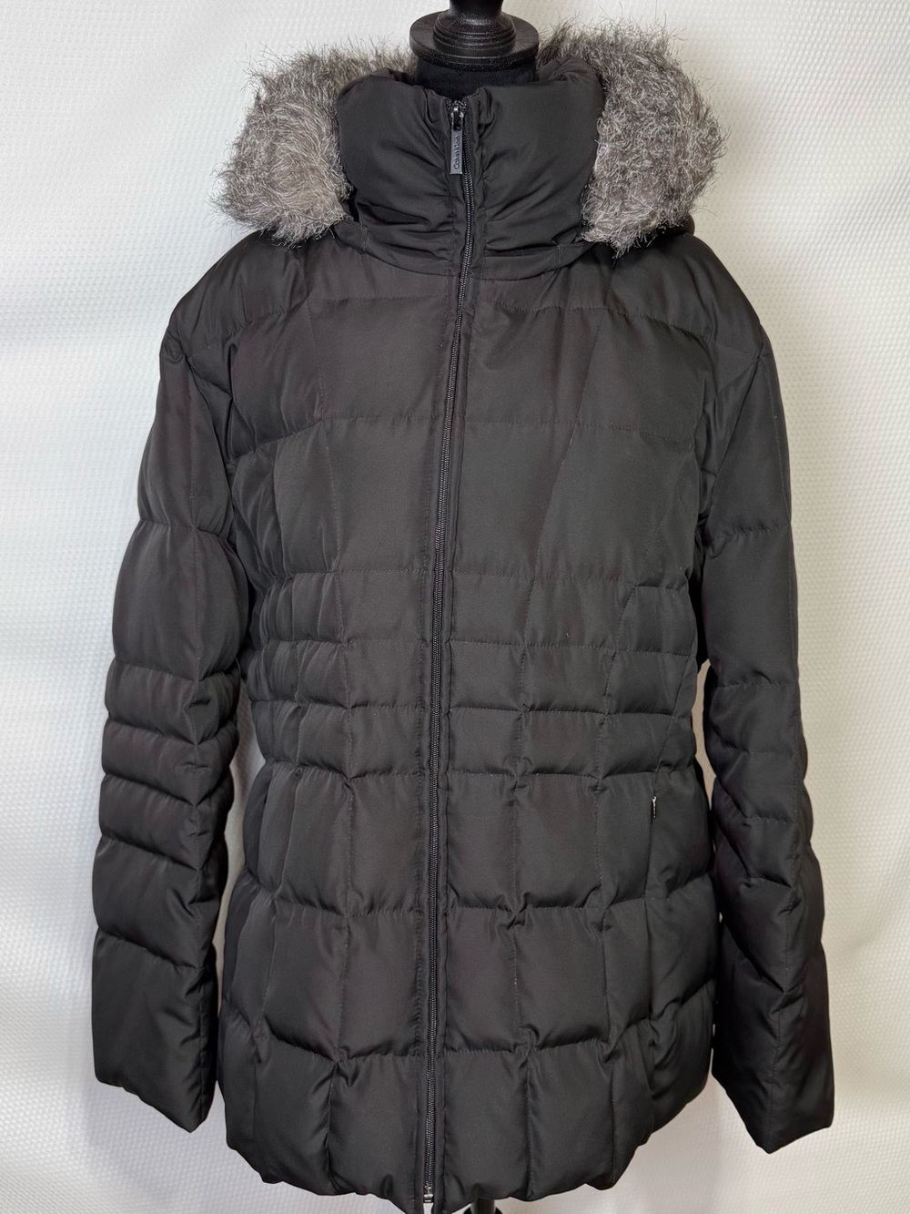 Calvin Klein CK Women’s Black Down Puffer Coat Faux Fur Hood Winter Jacket XXL